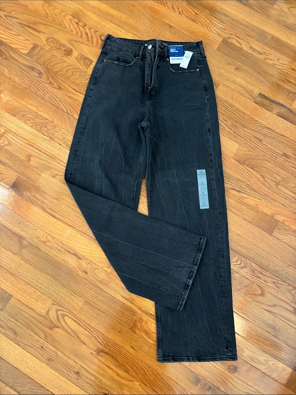 NWT Old Navy women’s Black Straight-wide Leg Jeans